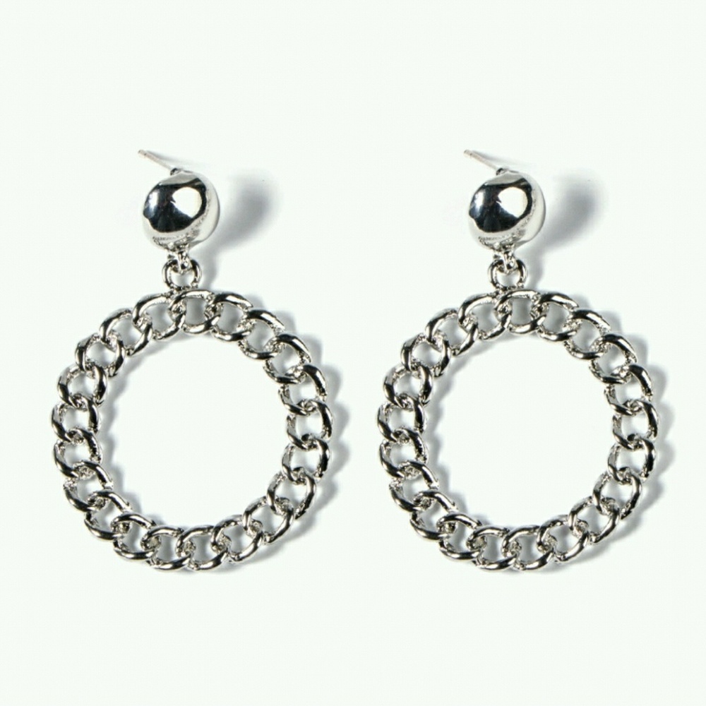 Cuban Link Hoop Drop Earrings
